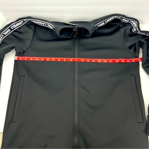 KARL LAGERFELD PARIS, LARGE BLACK JACKET WITH TWO POCKETS, 96% POLYESTER, LARGE - Picture 8 of 13